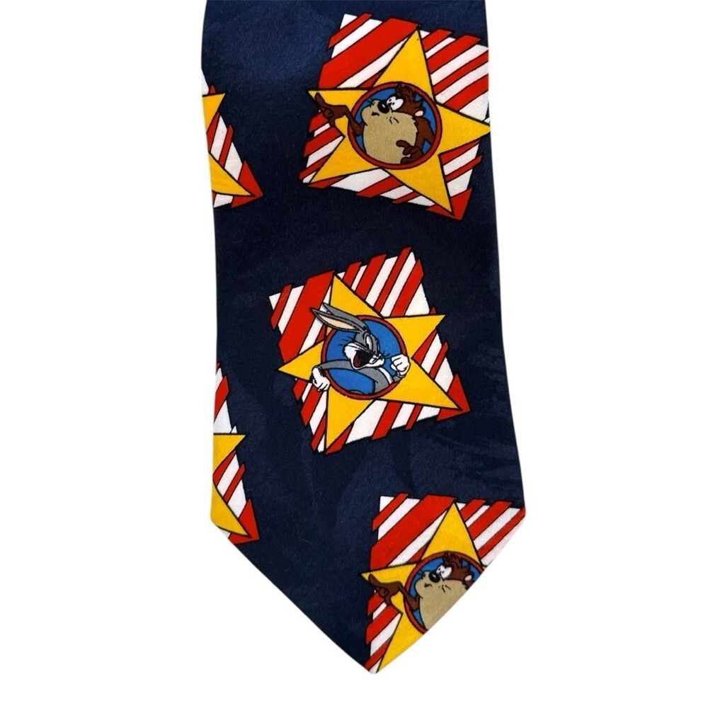 Looney Tunes Taz Bugs Necktie Navy Blue Excellent 1994 Bugs‎ Bunny Taz Men OS